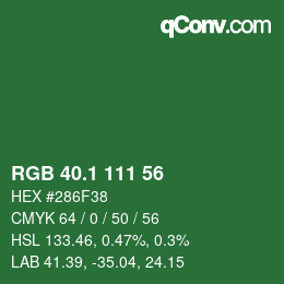 カラーコード: RGB 40.1 111 56 | qconv.com