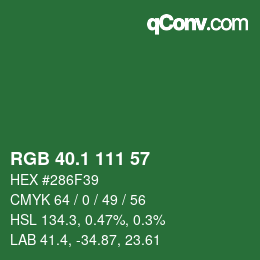 カラーコード: RGB 40.1 111 57 | qconv.com