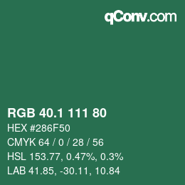 カラーコード: RGB 40.1 111 80 | qconv.com