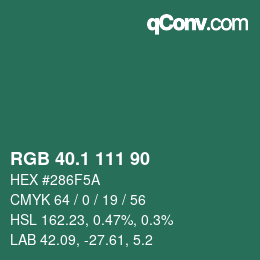 カラーコード: RGB 40.1 111 90 | qconv.com