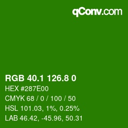 カラーコード: RGB 40.1 126.8 0 | qconv.com