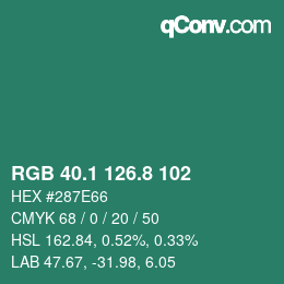 Color code: RGB 40.1 126.8 102 | qconv.com