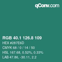 カラーコード: RGB 40.1 126.8 109 | qconv.com