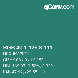 Color code: RGB 40.1 126.8 111 | qconv.com