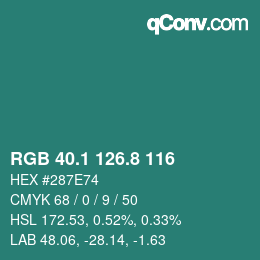 Color code: RGB 40.1 126.8 116 | qconv.com
