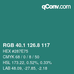 Color code: RGB 40.1 126.8 117 | qconv.com