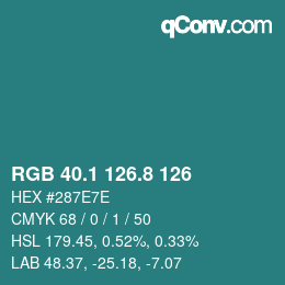 Color code: RGB 40.1 126.8 126 | qconv.com