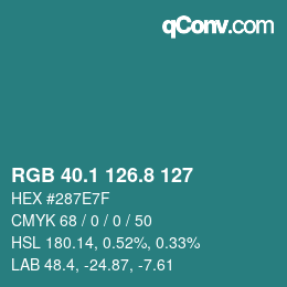 カラーコード: RGB 40.1 126.8 127 | qconv.com