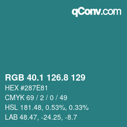 カラーコード: RGB 40.1 126.8 129 | qconv.com