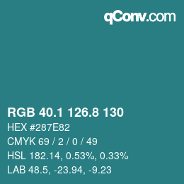 Color code: RGB 40.1 126.8 130 | qconv.com