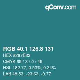 Color code: RGB 40.1 126.8 131 | qconv.com