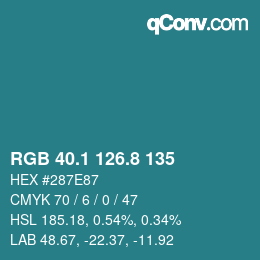 Farbcode: RGB 40.1 126.8 135 | qconv.com