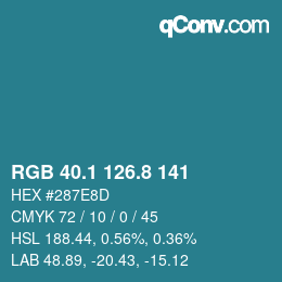 Color code: RGB 40.1 126.8 141 | qconv.com