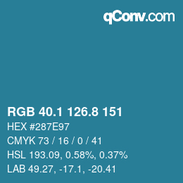 カラーコード: RGB 40.1 126.8 151 | qconv.com