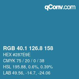 カラーコード: RGB 40.1 126.8 158 | qconv.com