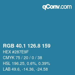 Color code: RGB 40.1 126.8 159 | qconv.com