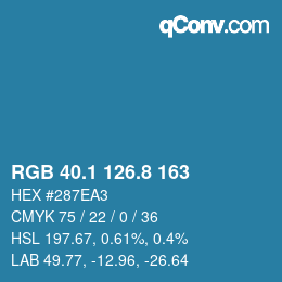 カラーコード: RGB 40.1 126.8 163 | qconv.com
