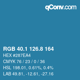 カラーコード: RGB 40.1 126.8 164 | qconv.com