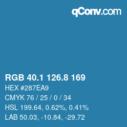 Color code: RGB 40.1 126.8 169 | qconv.com