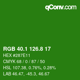 カラーコード: RGB 40.1 126.8 17 | qconv.com