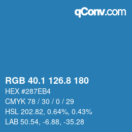Color code: RGB 40.1 126.8 180 | qconv.com