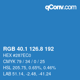 Color code: RGB 40.1 126.8 192 | qconv.com