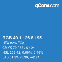 カラーコード: RGB 40.1 126.8 195 | qconv.com
