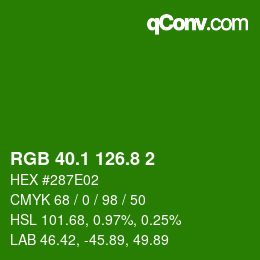 カラーコード: RGB 40.1 126.8 2 | qconv.com