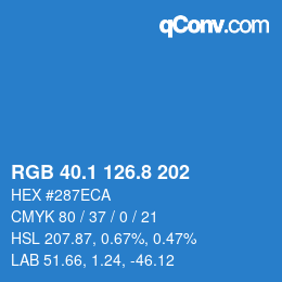 Color code: RGB 40.1 126.8 202 | qconv.com