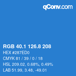 カラーコード: RGB 40.1 126.8 208 | qconv.com