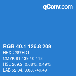 カラーコード: RGB 40.1 126.8 209 | qconv.com