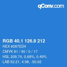 Color code: RGB 40.1 126.8 212 | qconv.com