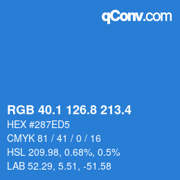 カラーコード: RGB 40.1 126.8 213.4 | qconv.com