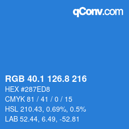 カラーコード: RGB 40.1 126.8 216 | qconv.com
