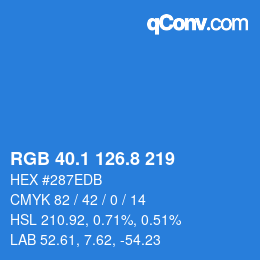 カラーコード: RGB 40.1 126.8 219 | qconv.com