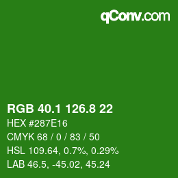 カラーコード: RGB 40.1 126.8 22 | qconv.com