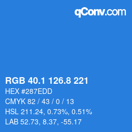 Color code: RGB 40.1 126.8 221 | qconv.com