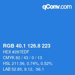 カラーコード: RGB 40.1 126.8 223 | qconv.com
