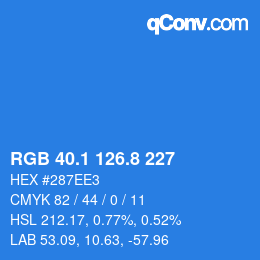 Color code: RGB 40.1 126.8 227 | qconv.com