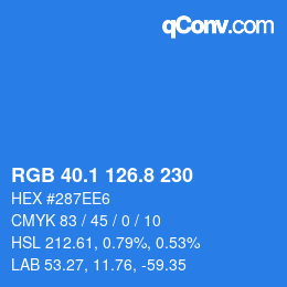 カラーコード: RGB 40.1 126.8 230 | qconv.com