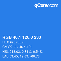 カラーコード: RGB 40.1 126.8 233 | qconv.com