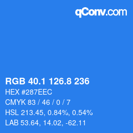 Color code: RGB 40.1 126.8 236 | qconv.com