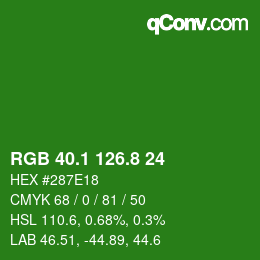 カラーコード: RGB 40.1 126.8 24 | qconv.com