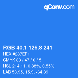 Color code: RGB 40.1 126.8 241 | qconv.com