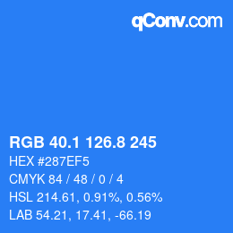 カラーコード: RGB 40.1 126.8 245 | qconv.com