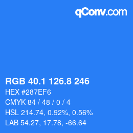 Color code: RGB 40.1 126.8 246 | qconv.com