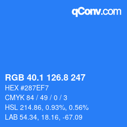 カラーコード: RGB 40.1 126.8 247 | qconv.com