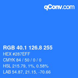 カラーコード: RGB 40.1 126.8 255 | qconv.com