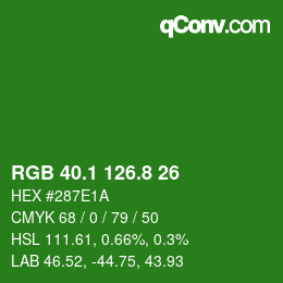 カラーコード: RGB 40.1 126.8 26 | qconv.com
