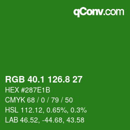 カラーコード: RGB 40.1 126.8 27 | qconv.com
